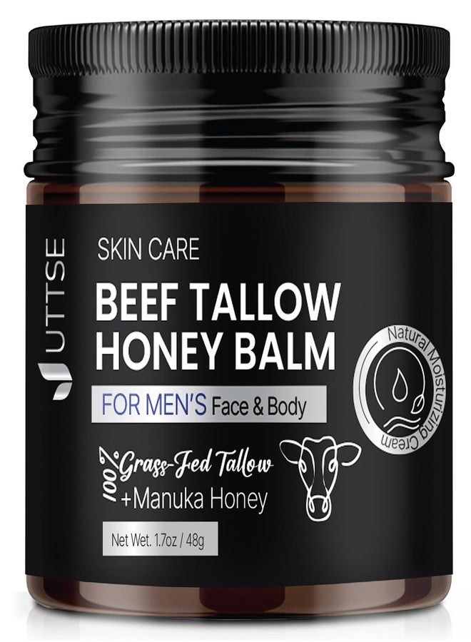 Uttse Men's Beef Tallow for Skin Care:100% Grass-Fed Beef Tallow Face Moisturizer For Men - Tallow and Honey Balm With Olive Oil Manuka Honey For Sensitive Dry Skin Repair 1.7 oz - Image 1